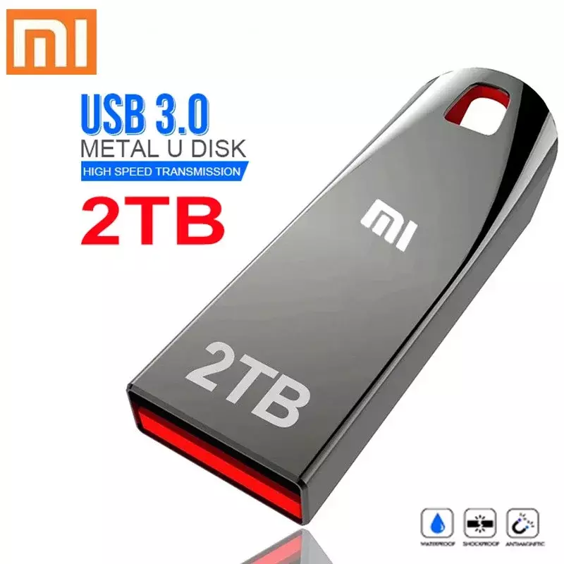 Xiaomi-Metal USB 3.0 Flash Drives, Pendrive de Alta Velocidade, 512GB USB Drive, Disco de Memória SSD Portátil, Adaptador Tipo C, 2TB, 1TB