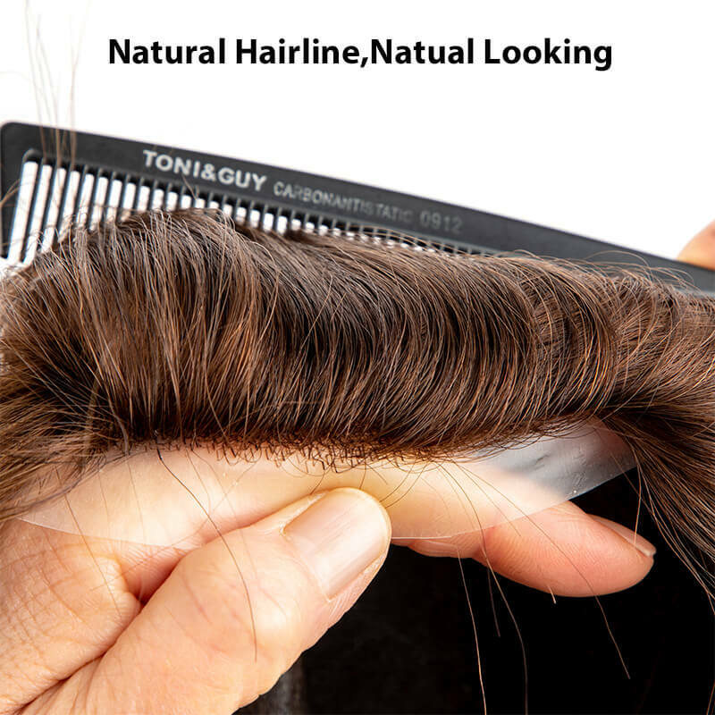 Doppia pelle annodata Base protesi per capelli maschili 100% cinese cultiche parrucchino per capelli umani per uomo parrucche per capelli lunghi e lisci parrucche per capelli