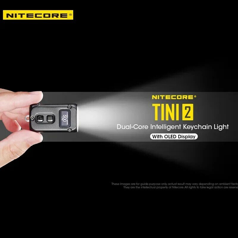 Мини-брелок NITECORE TINI2, светодиодный фонарик 500 люмен, встроенный литий-ионный аккумулятор 280 мАч, Type-C, перезаряжаемый карманный фонарик для повседневного использования