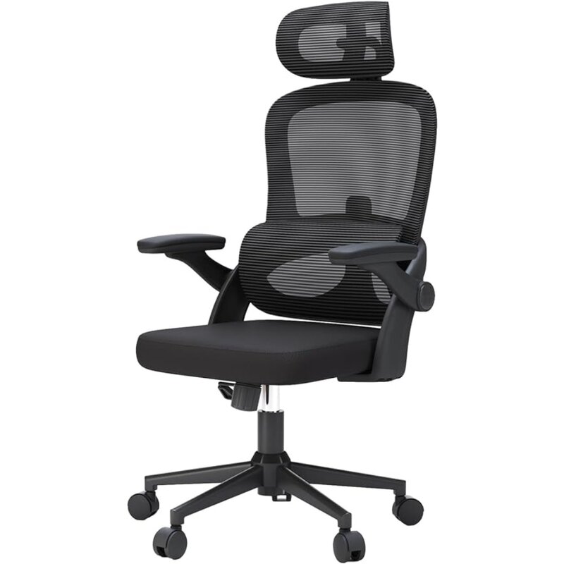High Back Desk Chair With 3D Armrests Swivel Computer Task Chair With Adjustable 2D Headrest Up&Down Lumbar Support Office