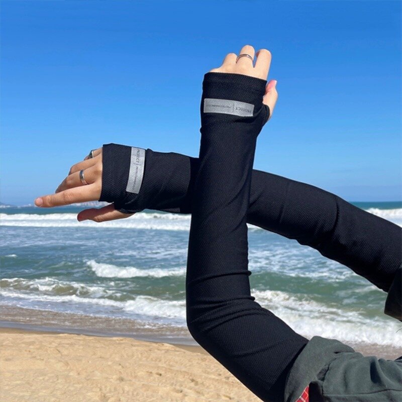 Cienkie rękawy lodowe letnie kobiety mężczyźni jednolity kolor oddychająca ochrona przed promieniowaniem UV rękawy na zewnątrz wygodne osłony przeciwsłoneczne z lodem
