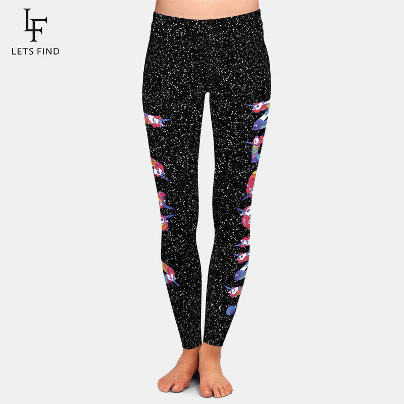 LETSFIND-mallas informales de cintura alta para mujer, Leggings elásticos con estampado de letras de unicornio, color negro