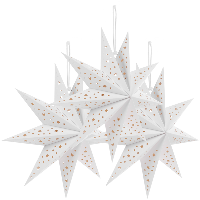 Farol de estrella de papel ahuecado, adornos colgantes de 9 puntas, luz de estrella decorativa para decoración de interiores