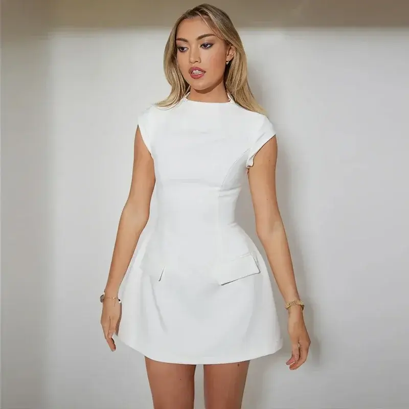 2023 Lygens Elegant Pretty Short Sleeve Party Ladies O Neck Zipper Mini Women'S Dresses Y2K 2023 New Casual Wholesale Clothing