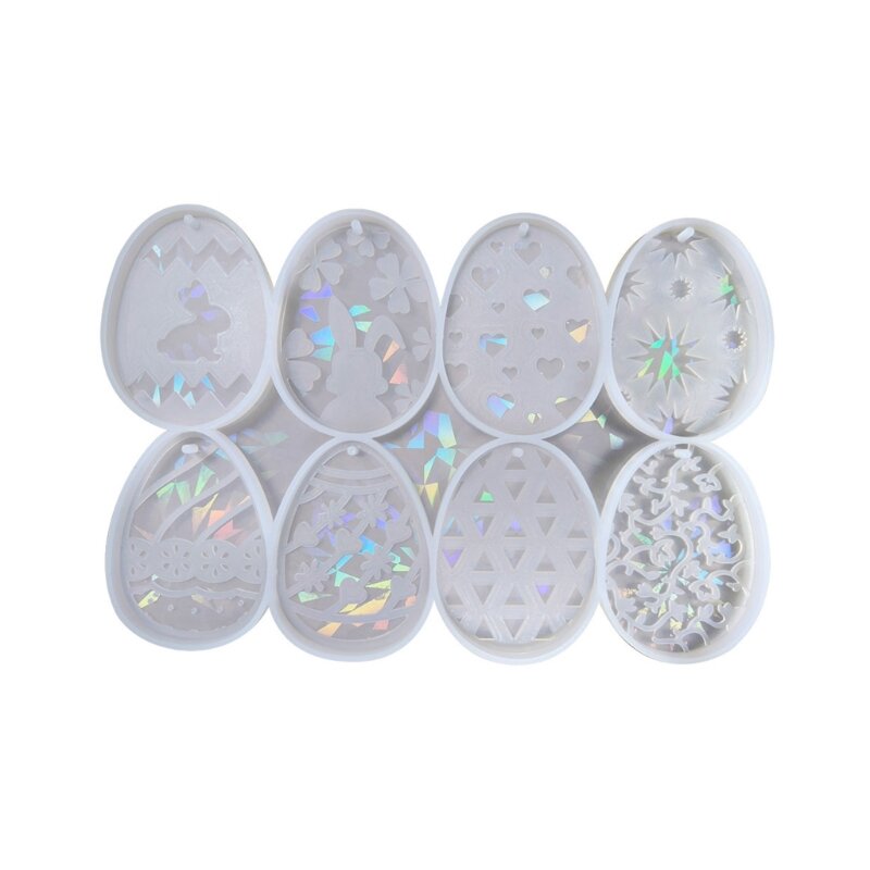 Y1UE-Moldes silicona para huevos Pascua, Molde resina epoxi holográfica, llavero DIY, decoración, herramienta hecha