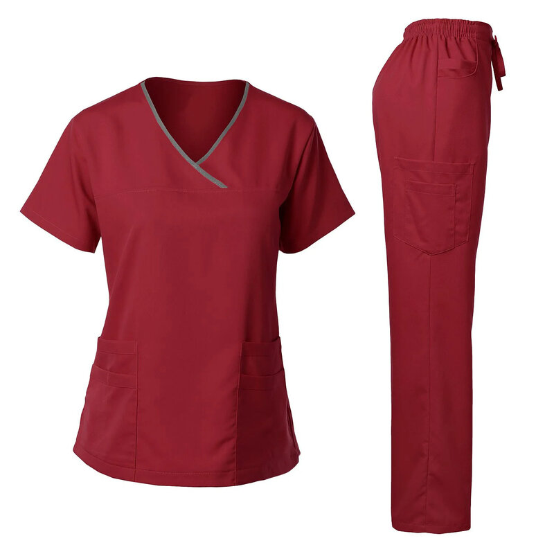 Fashion Medical Women Scrubs Uniform Hospital Doctors Clothes Nurses Accessories Dental Clinic Beauty Spa Salon Workwear Sets