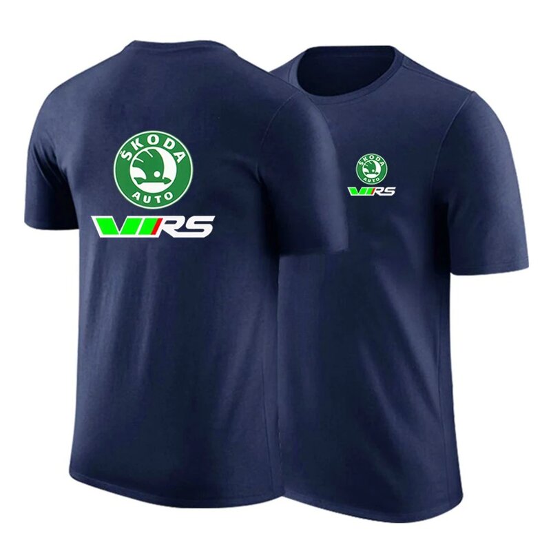 Skoda Rs Vrs Motorsport Graphicorrally Wrc Racing Men's Summer Ordinary Short Sleeve T-shirt Casual Printing Comfortable Tops