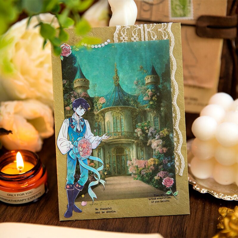 Mr. Paper Vintage European Style Castle Material Paper Fairy Tales Dream Handbook Backing Decoration Cardstock 16pcs/pack