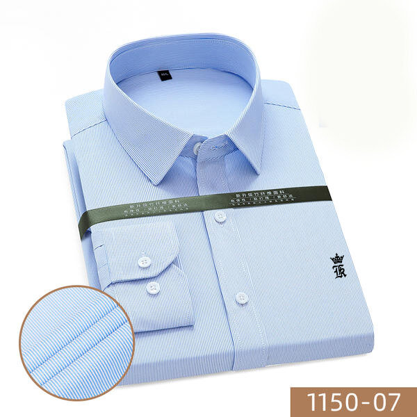 2022 Camisa casual de manga comprida para negócios masculina, listrada classica, vestido social masculino, tamanho grande Camisa