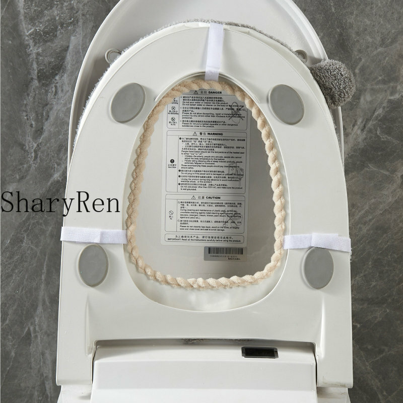 Bantal Toilet Duduk Kelinci Kartun Bantal Toilet Tebal dengan Pegangan Dapat Dicuci Penutup Tempat Duduk Toilet Aksesori Kamar Mandi