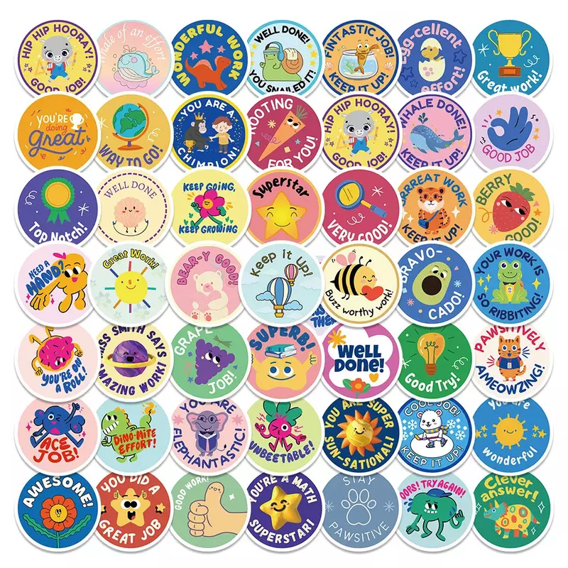 50 Stuks Cartoon Kinderen Beloning Sticker Voor Kinderen Leraar Beloning Aanmoedigen Sticker Kantoor Zegel Label Dier Label