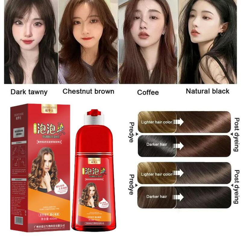 400ml Plant Bubble Hair Dye Red Bottle Pure Natural Home Color 염색약 At Hair Hair Cream Hair Dye Shampoo Dye Non-irritating O3P2