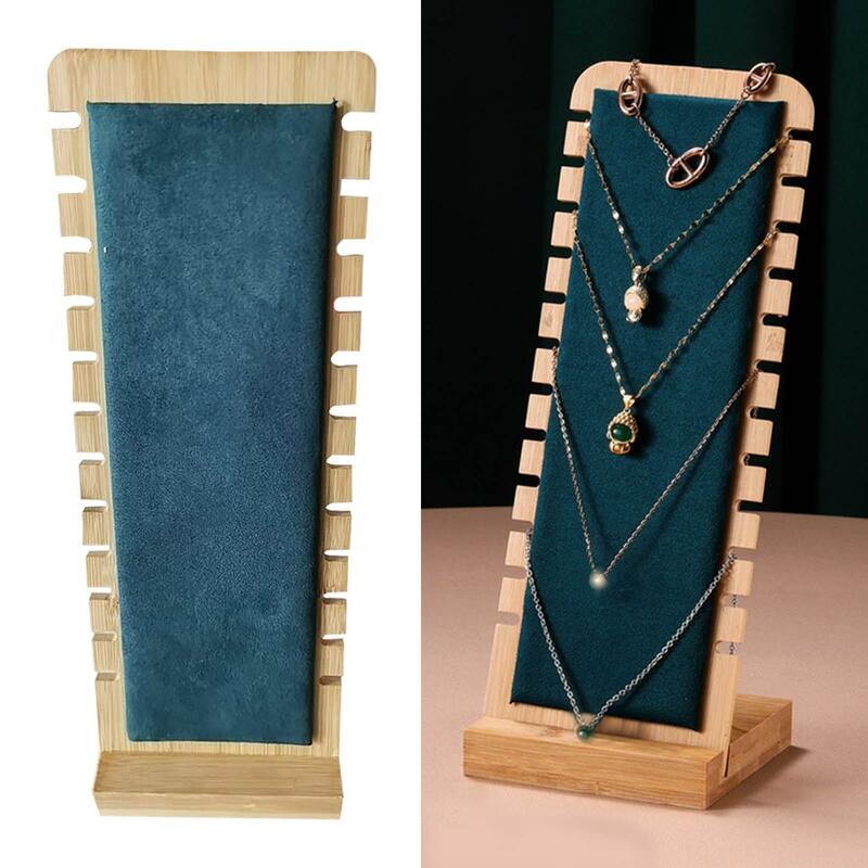 Soporte de exhibición de joyería de bambú, caballete de madera, estante de escaparate de joyería para pendientes, colgantes, pulseras, cadena, organizador colgante