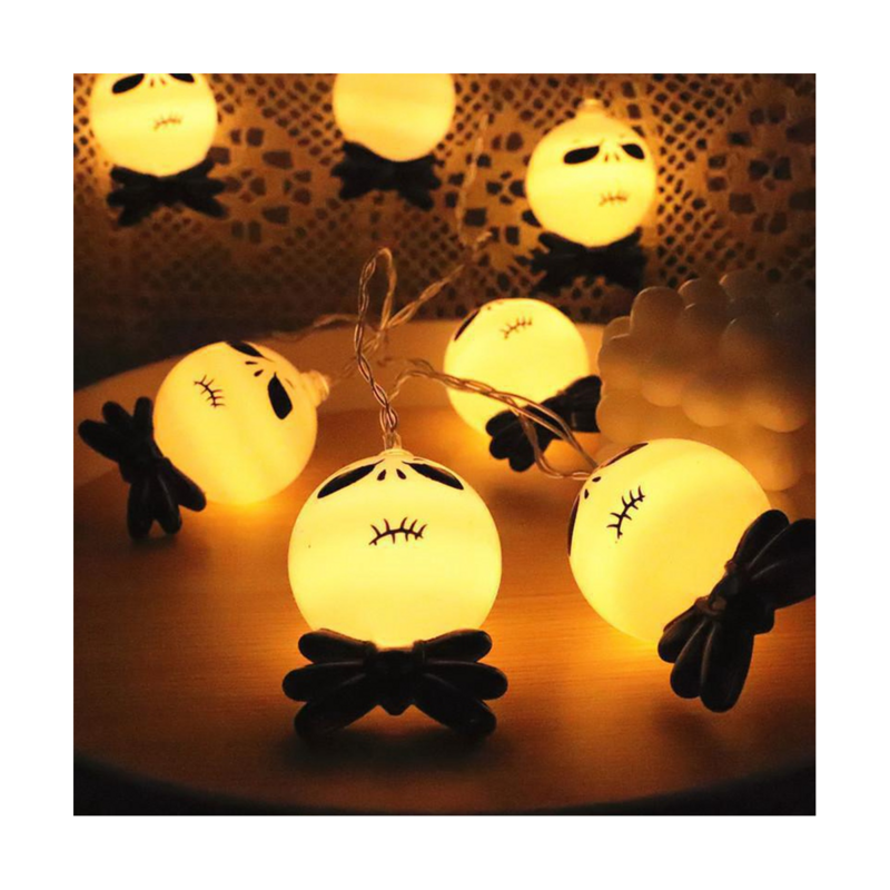 Guirnalda de luces LED de cara fantasma de Halloween, guirnalda de luces LED, linterna fantasma, día de Halloween, Festival, fiesta, decoración del hogar, A