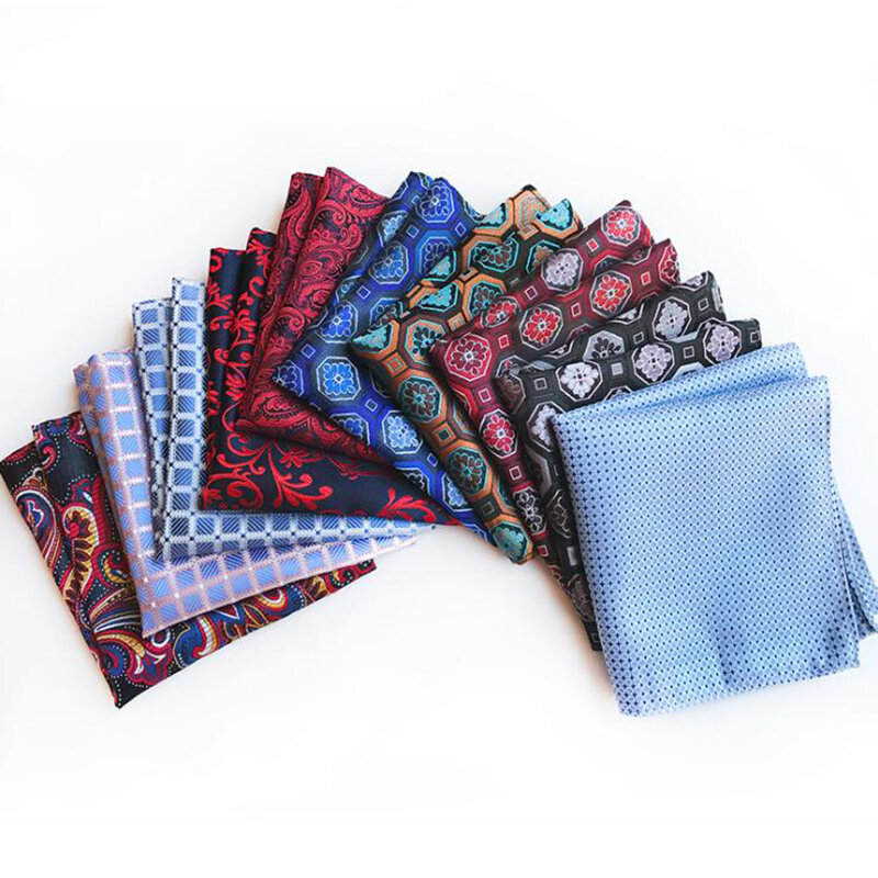 Classic Print Silk Handkerchiefs for Man Party Business Office Wedding Gift Accessories Pockets Square Red