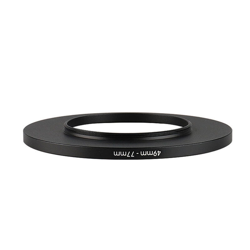 Alumínio preto Step Up Filter Ring, 49mm-77mm, 49-77mm, 49-77mm, adaptador de filtro para Canon, Nikon, Sony, câmera DSLR