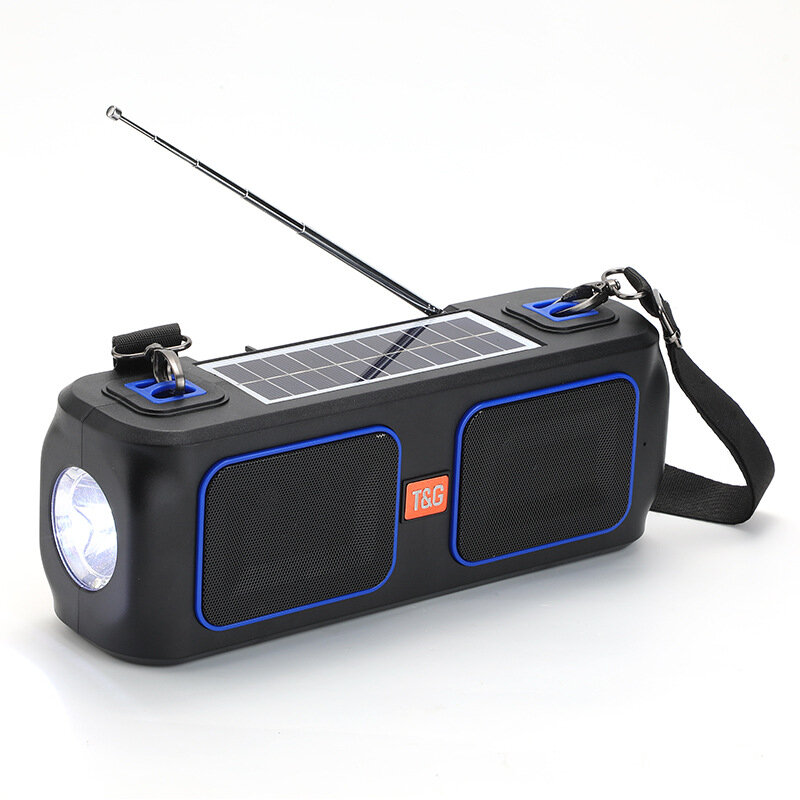 New Wireless Bluetooth Speaker TWS Outdoor Portable Solar FM Flashlight with Gift Sound