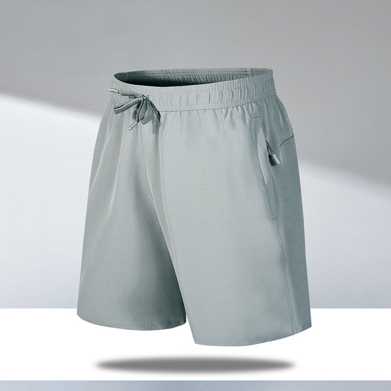 Short à taille élastique pour homme avec poches zippées, short décontracté polyvalent, monochrome, été, mode coréenne, nouveau, 2024