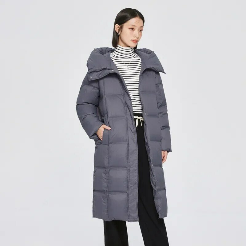 Semir 2023 Hot Long Down Jacket Women Waterproof Hooded Coat Winter New Loose Girls' Jacket Multi-Color Thick Windbrake Down Coa