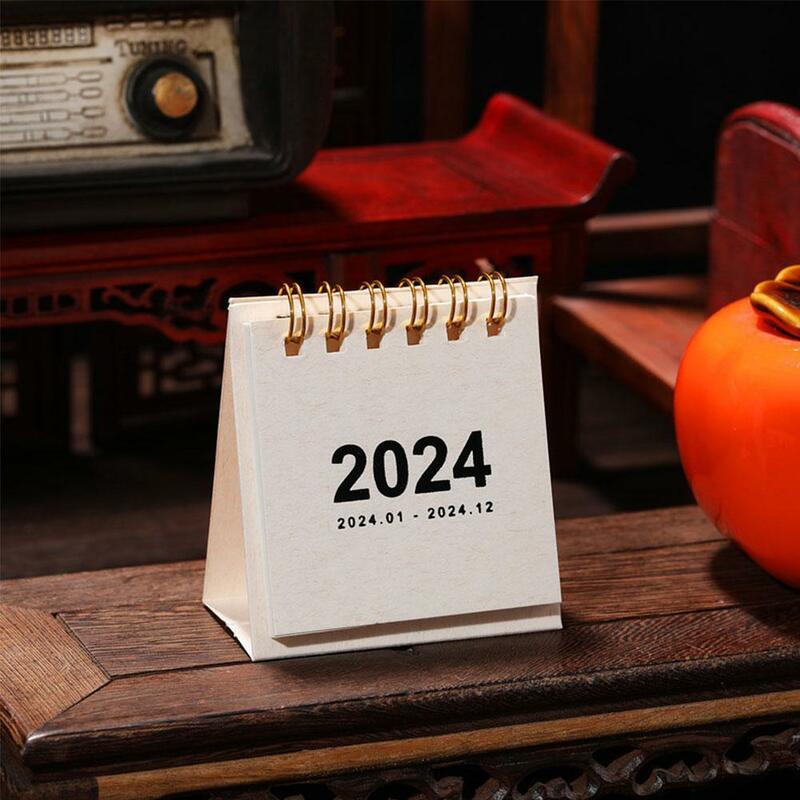 Mini calendario rojo creativo para decoración del hogar, adornos de escritorio Retro, portátil, a la moda, mensual, 2024, 1 unidad