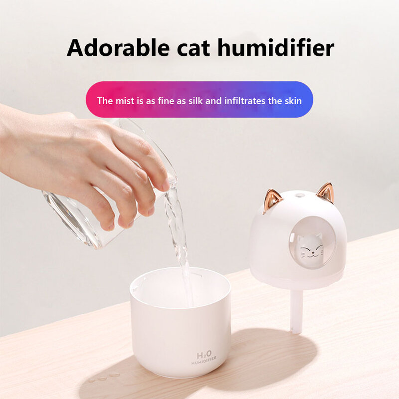 Xiaomi-humidificador de aire para el hogar, difusor de Aroma de gato de dibujos animados con luz nocturna, fabricante de niebla fría USB, ambientador purificador de aire para coche