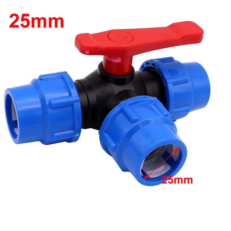 High Standard PE Pipe 3 Way Ball Valve Plastic Valve Ball 20 50mm Connection Hose Regulated Water Flow Easy Installation