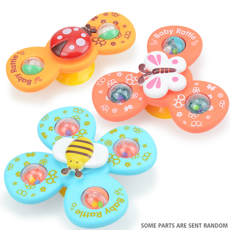 Suction Cup Spinner Toy. 3PCS Windmill Cartoon Animal Hand Spinning Toys .Sensory For Baby Toddlers Birthday Gift Bath