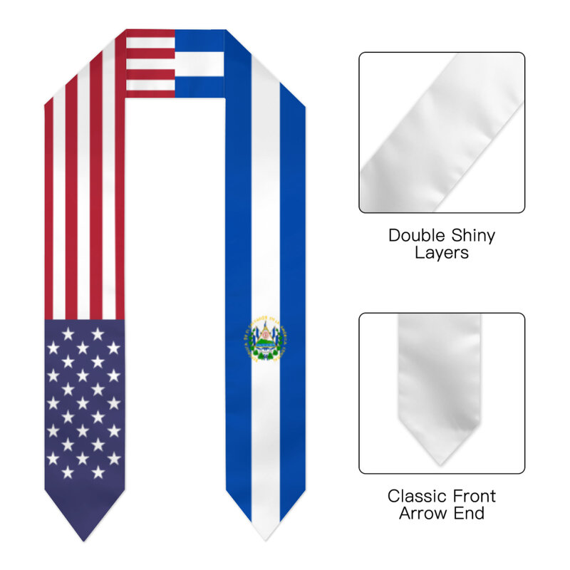 Abschluss Schärpe El Salvador & USA USA Flagge gestohlen Schals Absolvent Wraps Schal internat ionale Studenten Stolz Geschenke