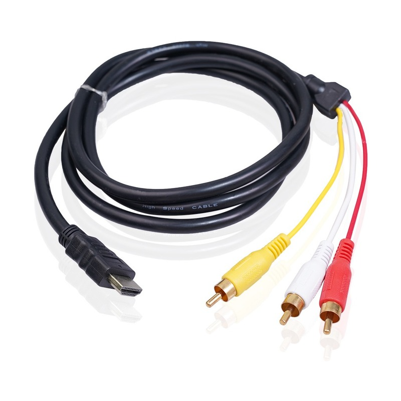 Komponen Konversi Kabel Video AV Komponen Video Audio 3 RCA Laki-laki Yang Kompatibel dengan HDMI Hitam 1.8M
