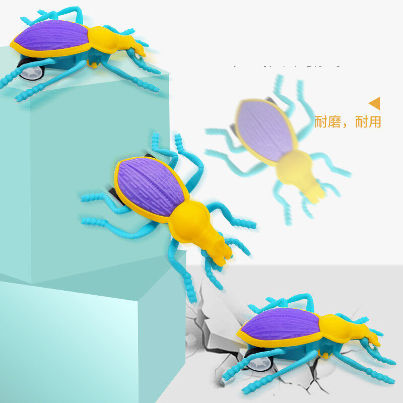 3 szt. Dzieci kreatywna symulacja plastikowa Mini kreskówka owady krok chrząszcz odbicie mechaniczna zabawka prezenty dla dzieci