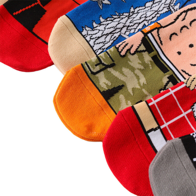 Носки из чесаного хлопка для мужчин и женщин, милые Модные Цветные Повседневные носки из серии борьбы в стиле Харадзюку, большие размеры