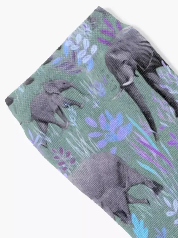Sweet Elephants in Purple and Grey Socks christmas gift Stockings man Socks Girl Men's
