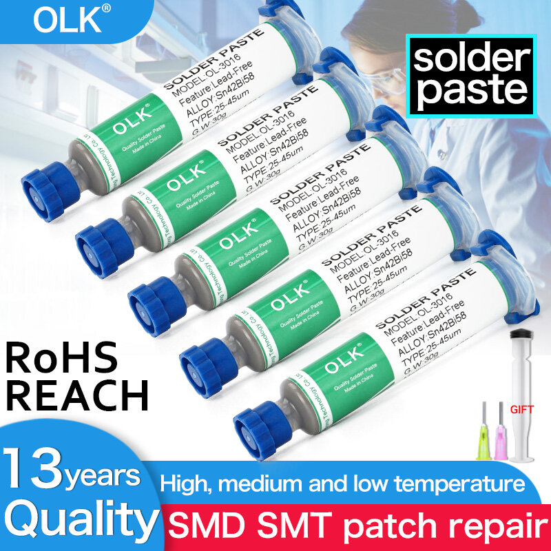 2024 New Type Low Temperature Lead-free Syringe No Clean Solder Paste Led Sn42Bi58 138℃ SMD Repair Welding Paste
