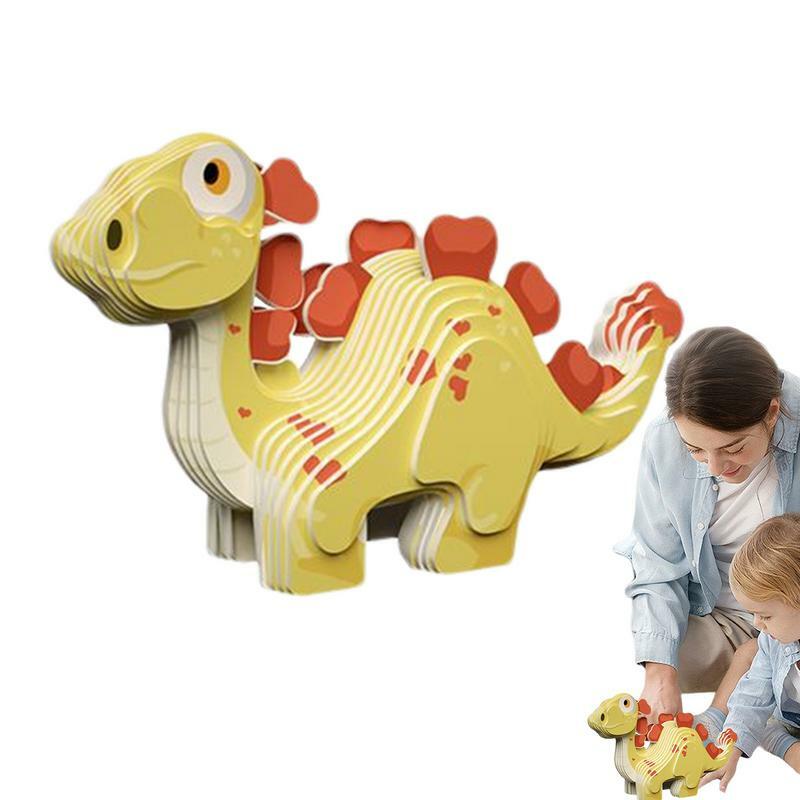 3D Dinosaur Paper Puzzles for Kids, Building Blocks, Learning Activity, Toy Educational, Hand-Eye