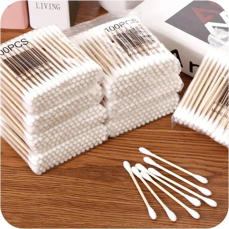 100Pcs Colorful Double Head Cotton Swab Sticks Female Makeup Remover Cotton Buds Tip for Medical Nose Ears Cleaning Beauty Tools