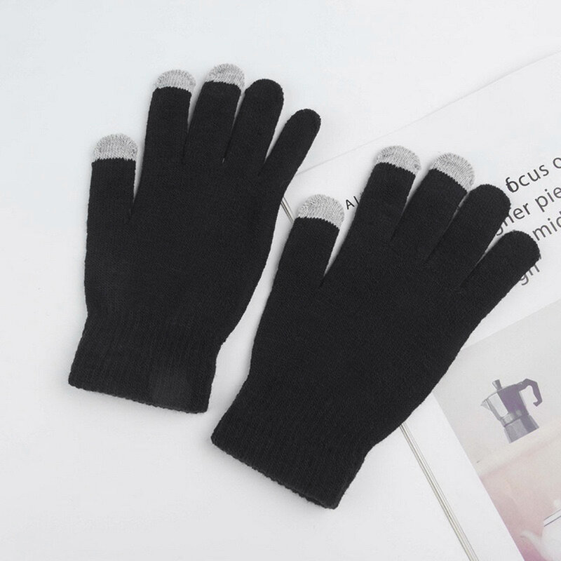 Зимние Оригинальные перчатки для сенсорных экранов, Вязаная Шапка-бини с напуском, Шапка-бини, теплые перчатки для сенсорных экранов для мужчин и женщин