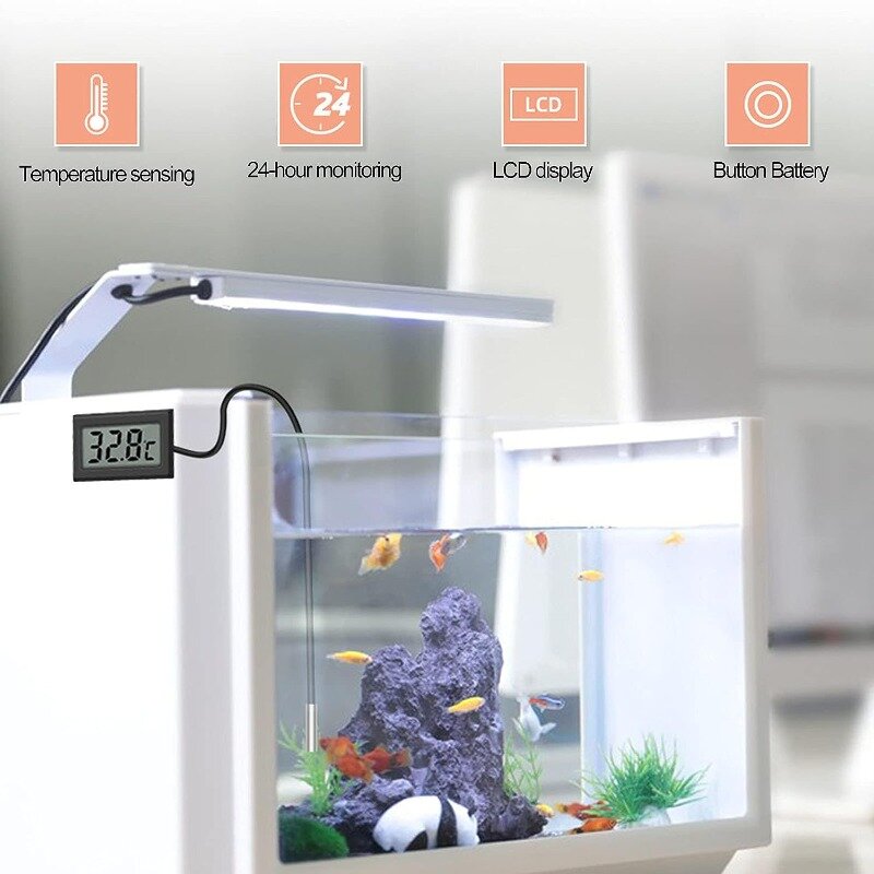 Hot Waterproof LCD Digital Thermometer Aquarium Electronic Precision Fish Tank Temperature Measuring Tool with Probe（no Battery）