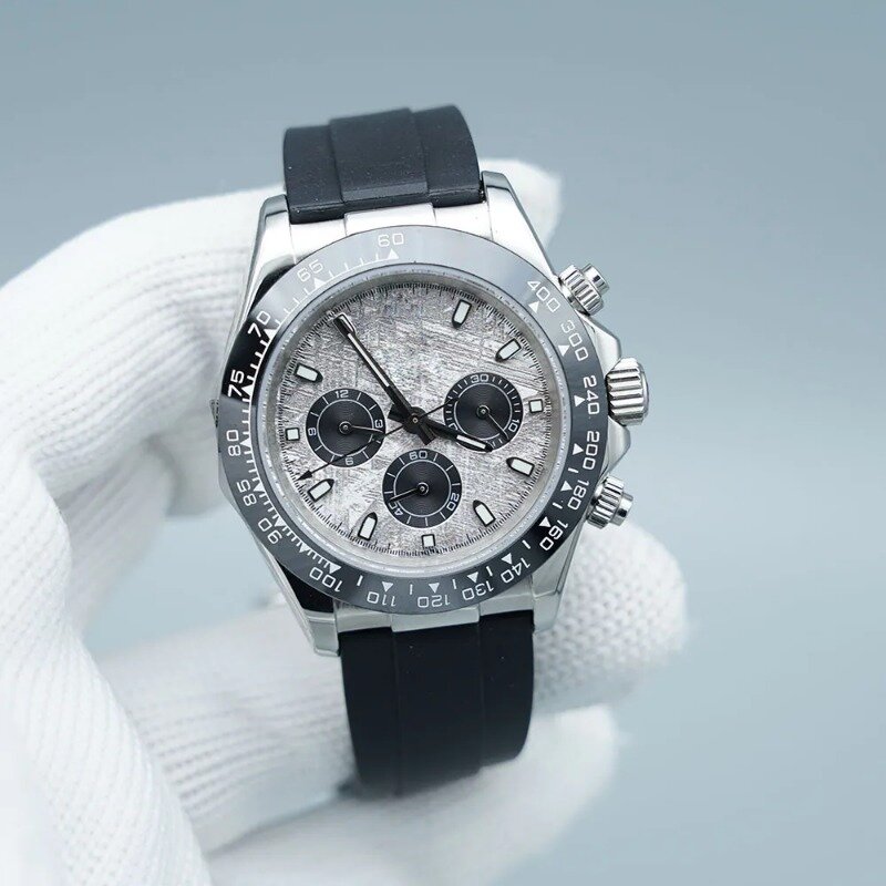 ST9 Aço Sapphire Relógio de vidro, Movimento Mecânico Automático, Men's Ceramic Bezel Relógios, Chromatic Gray Dial, 40mm, Qualidade