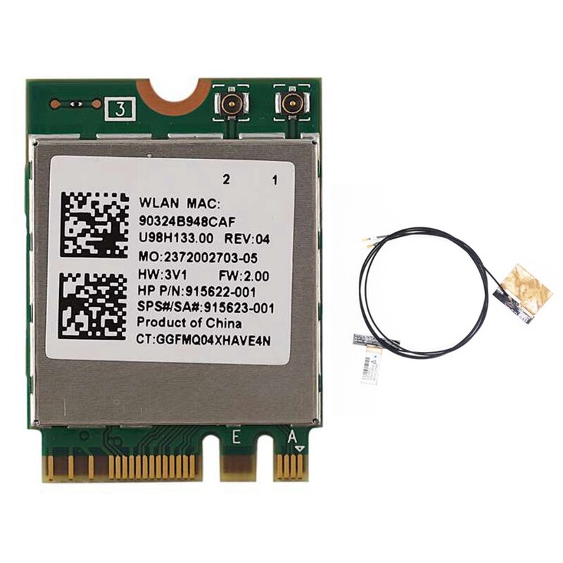 Adaptador de Placa de Rede Sem Fio, Cartão WiFi M.2, Bluetooth 4.1 NGFF, RTL8822BE, 802.11AC, 2.4G, 5Ghz