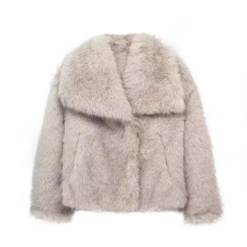 Женская зимняя модная Свободная куртка из искусственного меха с длинными рукавами