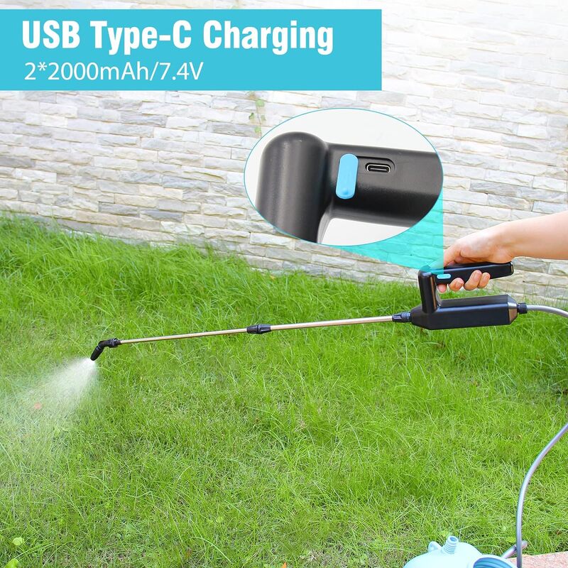 3/5/8M Electric Plant Sprayer Garden Sprayer with Hose and 3 Nozzles Rechargeable Battery Powered Watering Wand Suitable for Pat