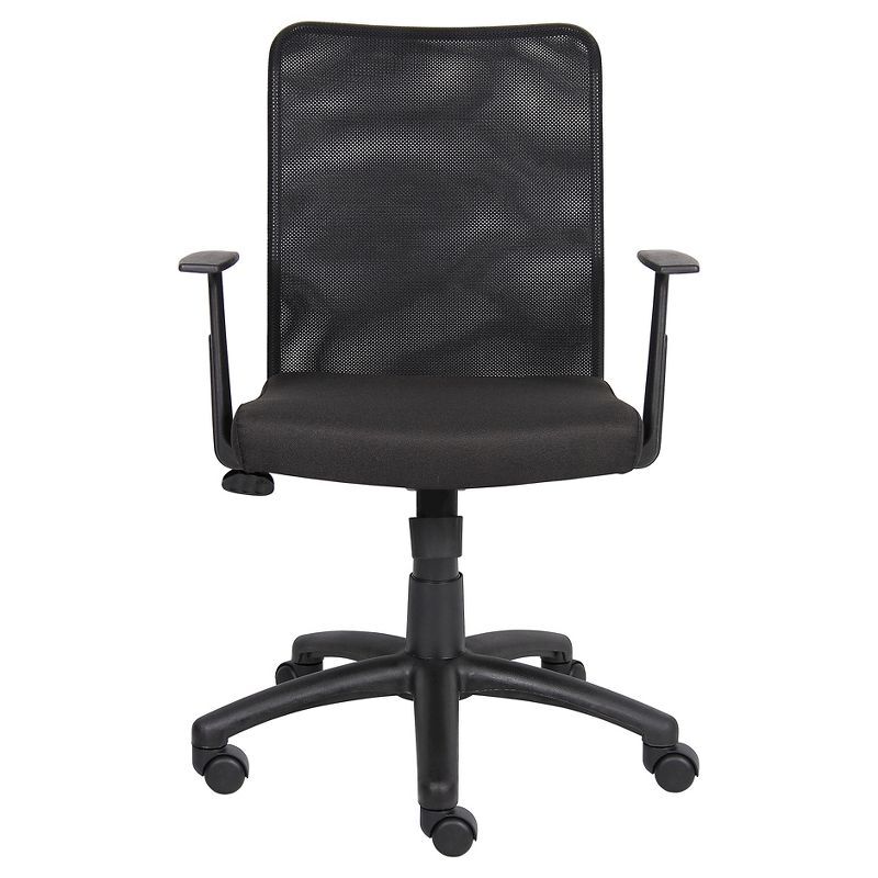 Черное Сетчатое офисное кресло с Т-образными ножками и регулируемой высотой