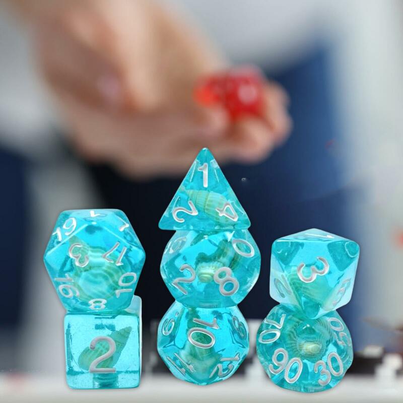 7 buah polihedral mainan hiburan dadu akrilik untuk permainan papan bermain peran permainan kartu permainan meja permainan kartu permainan