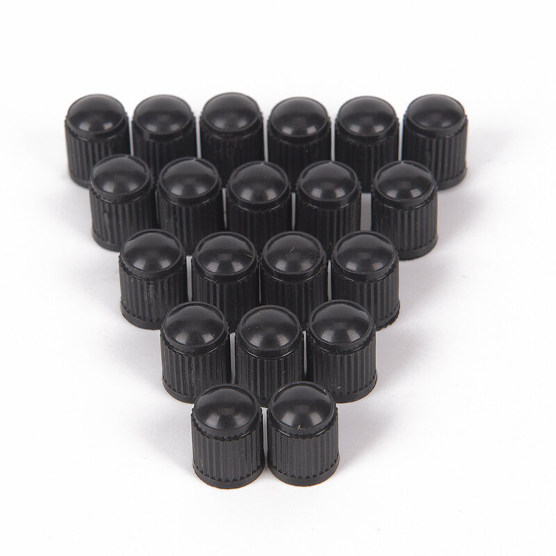 20 Stuks Autobandventiel Plastic Zwarte Fiets Ventieldopjes Met Rubber Ring Covers Dome Vorm Dust Valve Voor auto Motorfietsen