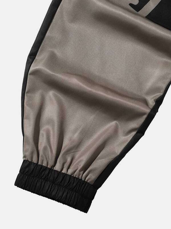 CharmkpR-Calças compridas com padrão para homens, cintura com cordão, calças patchwork casuais, streetwear, blocos de cores, 2XL, 2XL, 2024