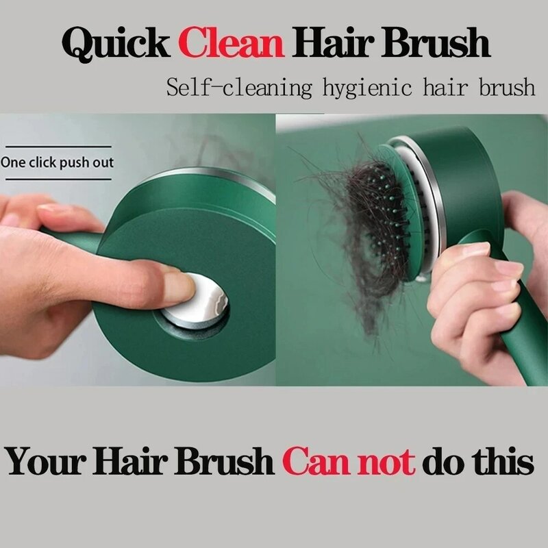 Brosse à cheveux autonettoyante pour femmes, nettoyage à une touche, perte de cheveux, Airbag, Massage du cuir chevelu, brosse antistatique, livraison directe