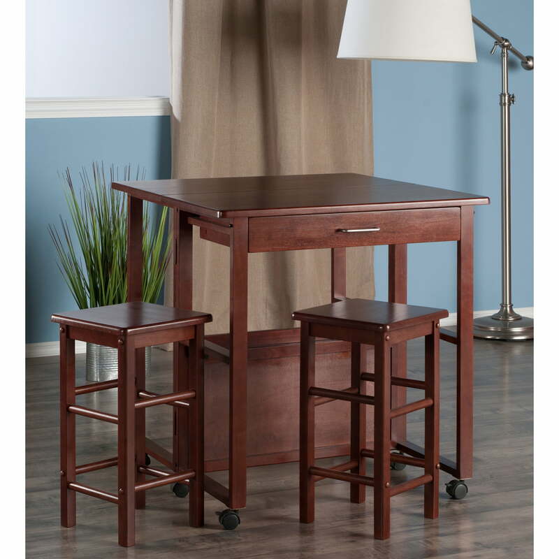 Набор барных столов и стульев с экономией пространства, 3 шт., набор столовых приборов для паба с ореховой отделкой, 2 табуретки