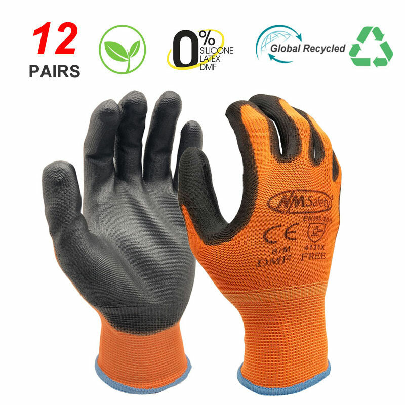 24Pieces/12 Pairs Hot Sell Safety Mechanic Protective Work Gloves Women Garden or Men Security Rubber Glove NMSafety Brand.