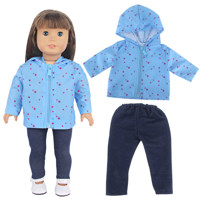 Аксессуары для кукол с милыми звездами, комплект одежды, Солнцезащитная куртка + брюки, дождевик для ребенка 43 см, новый Брон и 18-дюймовая американская кукла, игрушка «сделай сам»