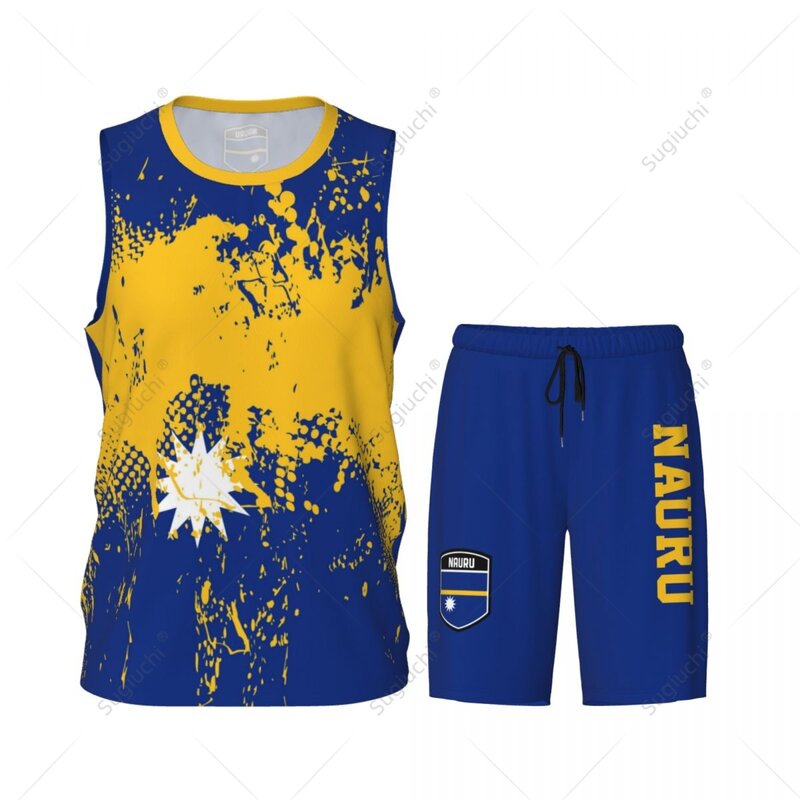 Team-up Nauru Flagge Korn Männer Basketball Trikot Set Shirt & Hose ärmellose benutzer definierte Name Nunber exklusiv